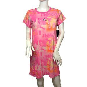 Jordan Kids Girls Essentials All Over Print Pink Dress Jumpman Logo XL 13-15 Yrs